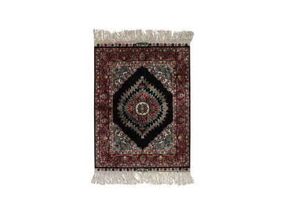 Brown 1'6" x 2'0" Fine Oriental Hand knotted Silk Rug - Sku: O078592