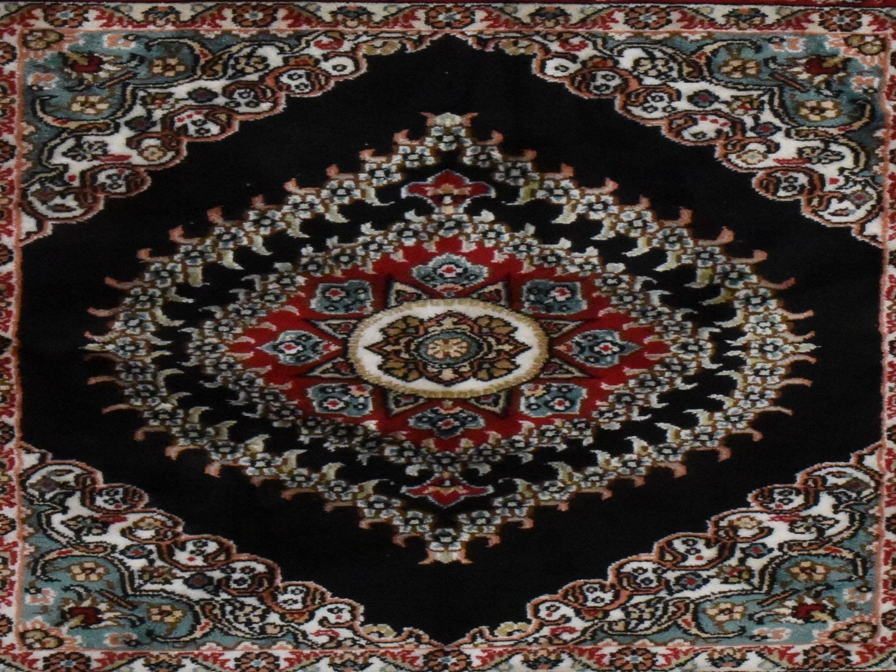 Fine Oriental hand-knotted silk rug in Brown & Red, 1'6" x 2' — SKU O078592 (view 4)