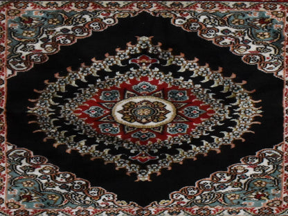Fine Oriental hand-knotted silk rug in Brown & Red, 1'6" x 2' — SKU O078592 (view 4)