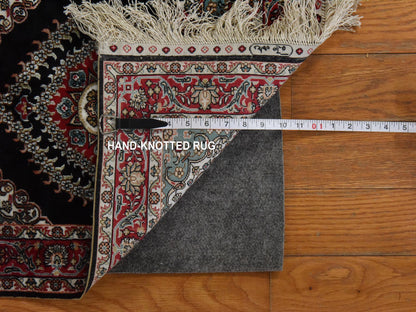 Brown 1'6" x 2'0" Fine Oriental Hand knotted Silk Rug - Sku: O078592