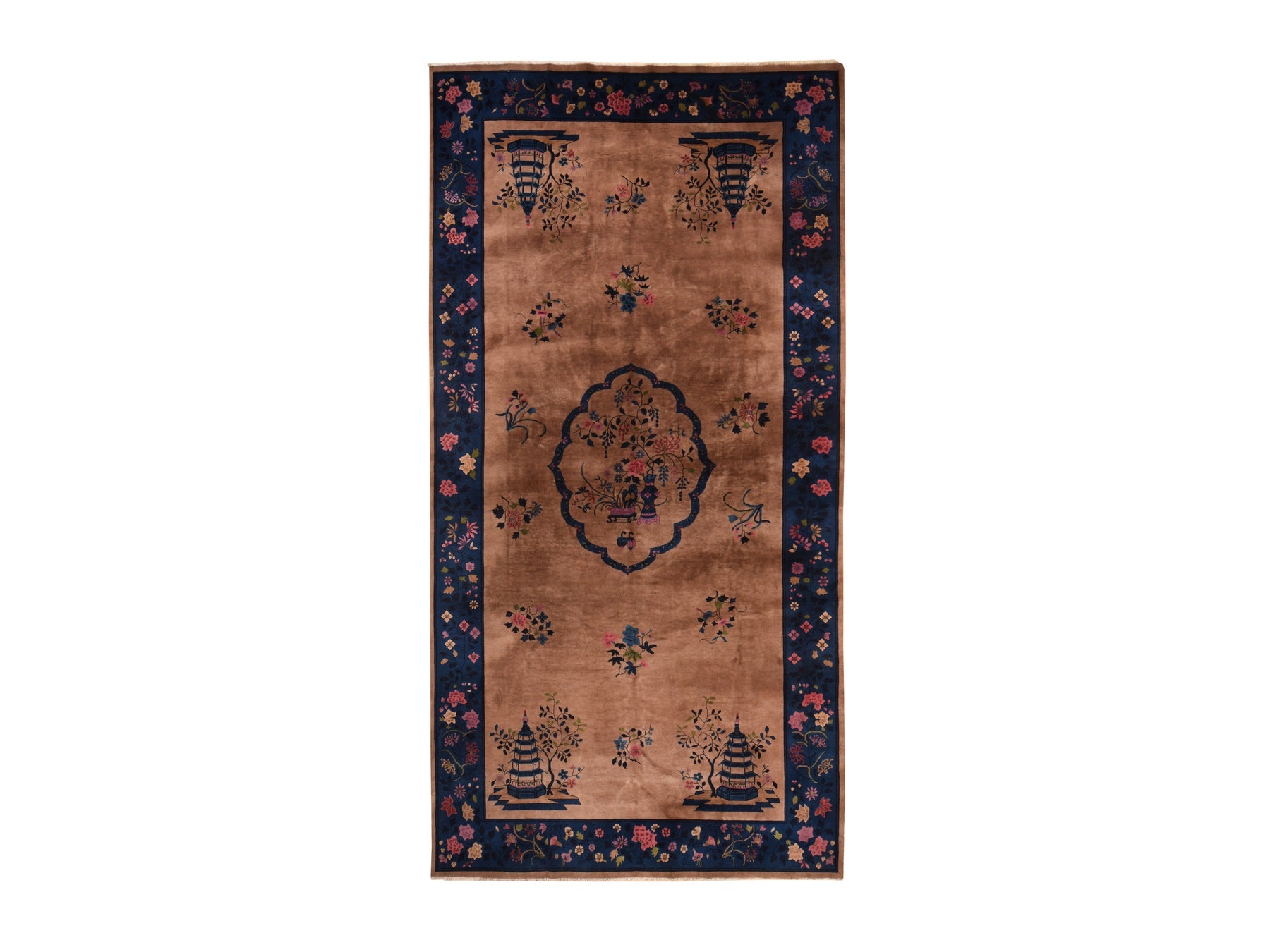 Brown 8'9" x 17'3" Antique Hand knotted Wool Rug - Sku: O078594