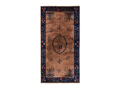 Brown 8'9" x 17'3" Antique Hand knotted Wool Rug - Sku: O078594
