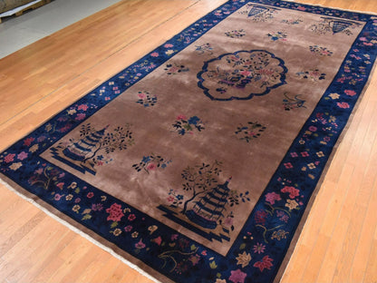 Brown 8'9" x 17'3" Antique Hand knotted Wool Rug - Sku: O078594