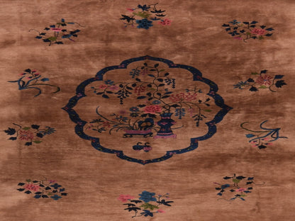 Brown 8'9" x 17'3" Antique Hand knotted Wool Rug - Sku: O078594