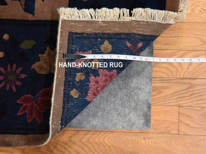 Brown 8'9" x 17'3" Antique Hand knotted Wool Rug - Sku: O078594