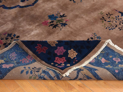 Brown 8'9" x 17'3" Antique Hand knotted Wool Rug - Sku: O078594