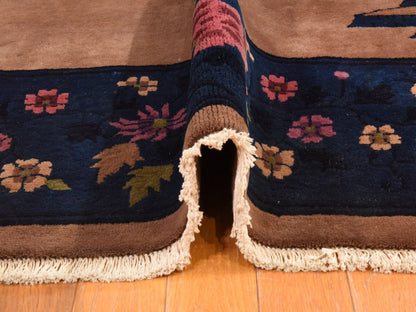 Brown 8'9" x 17'3" Antique Hand knotted Wool Rug - Sku: O078594