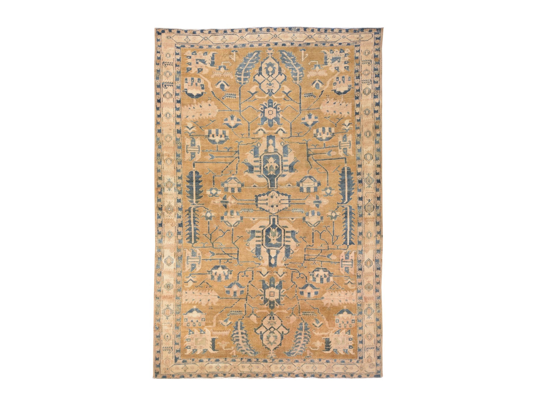 Green 9'1" x 14'0" Oushak And Peshawar Hand knotted Wool Rug - Sku: O078595