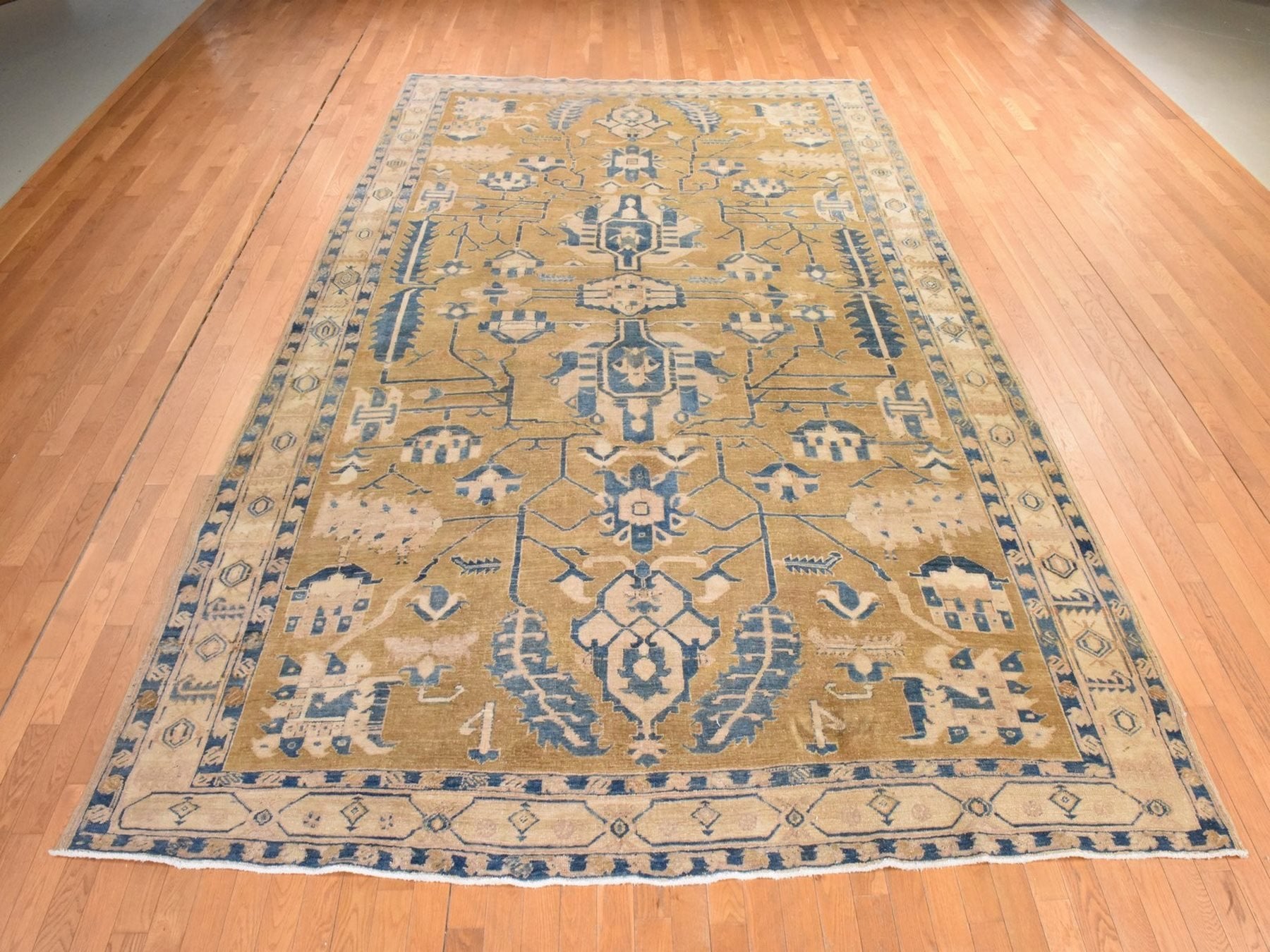Green 9'1" x 14'0" Oushak And Peshawar Hand knotted Wool Rug - Sku: O078595