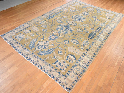 Green 9'1" x 14'0" Oushak And Peshawar Hand knotted Wool Rug - Sku: O078595