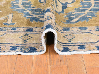 Green 9'1" x 14'0" Oushak And Peshawar Hand knotted Wool Rug - Sku: O078595