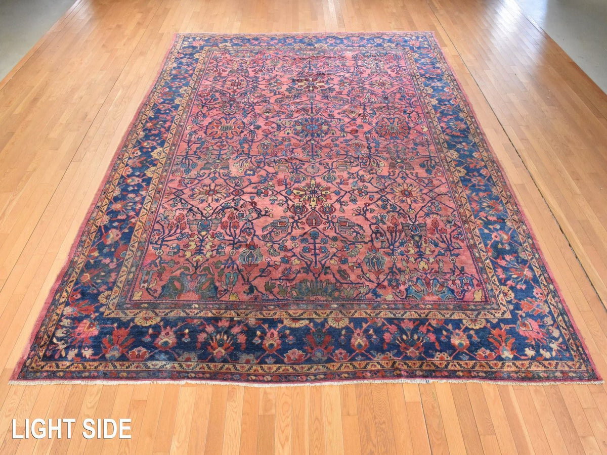 Mahal Antique hand-knotted wool rug in Red & Navy Blue, 10'6" x 13' — SKU O078597 (view 3)