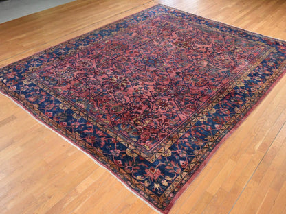 Mahal Antique hand-knotted wool rug in Red & Navy Blue, 10'6" x 13' — SKU O078597 (view 4)