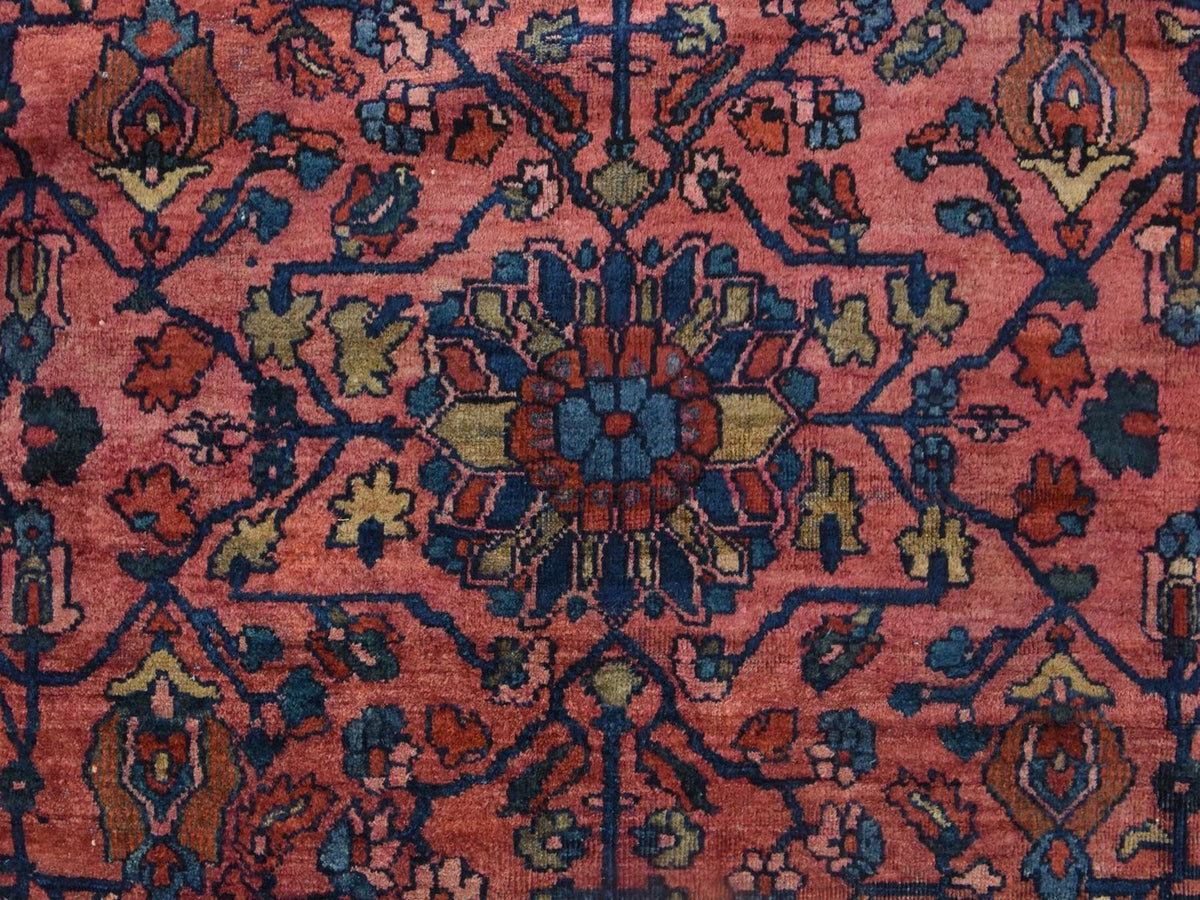 Mahal Antique hand-knotted wool rug in Red & Navy Blue, 10'6" x 13' — SKU O078597 (view 5)