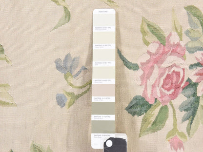 Aubusson Flat-Weave hand-knotted wool rug in Ivory, 8'9" x 12' — SKU O078598 (view 5)