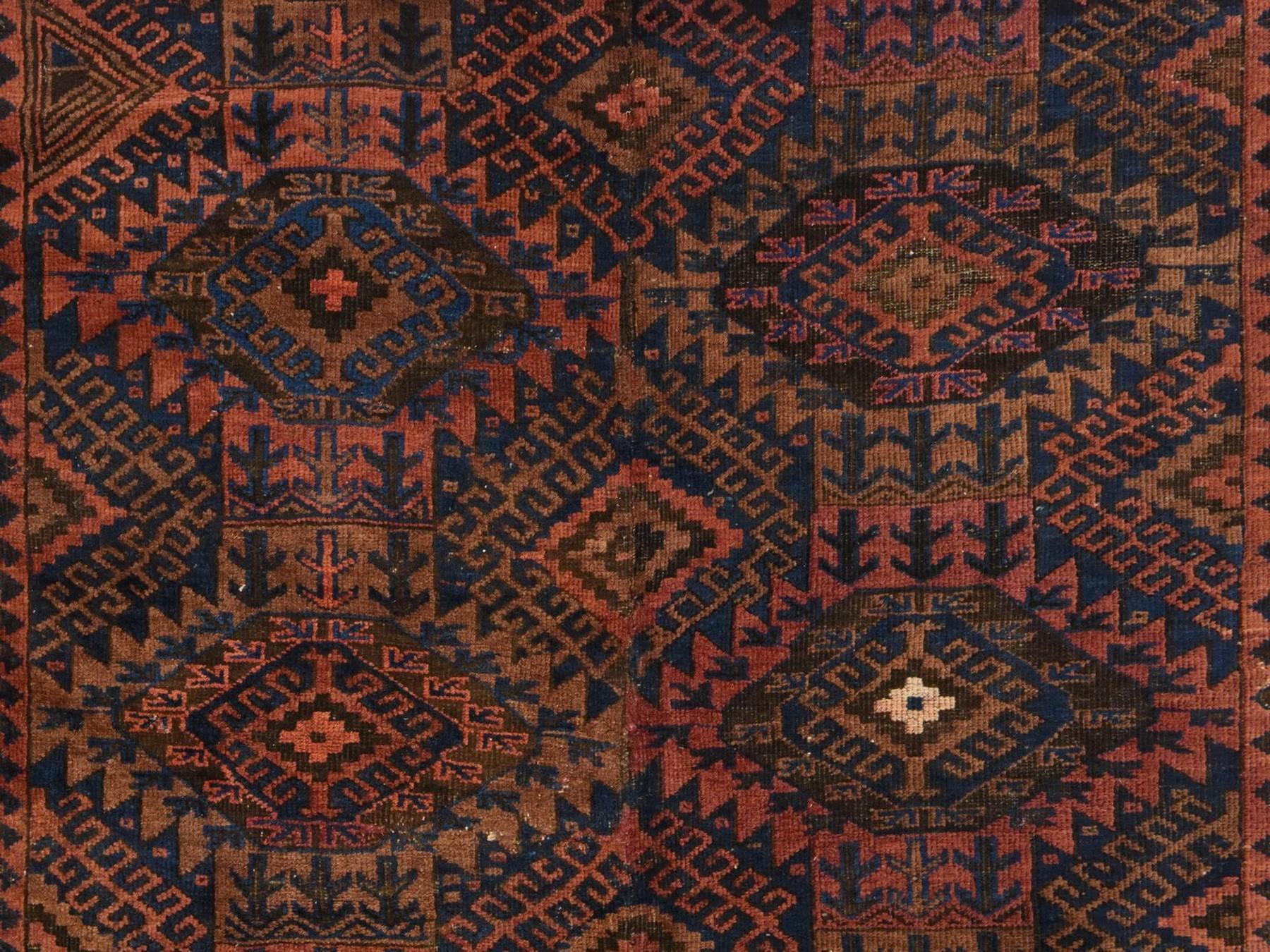 Antique hand-knotted wool rug in Red & Brown, 6'4" x 9' — SKU O078599 (view 5)
