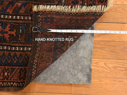 Antique hand-knotted wool rug in Red & Brown, 6'4" x 9' — SKU O078599 (view 7)