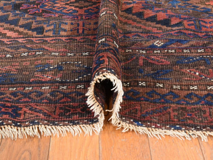Antique hand-knotted wool rug in Red & Brown, 6'4" x 9' — SKU O078599 (view 9)