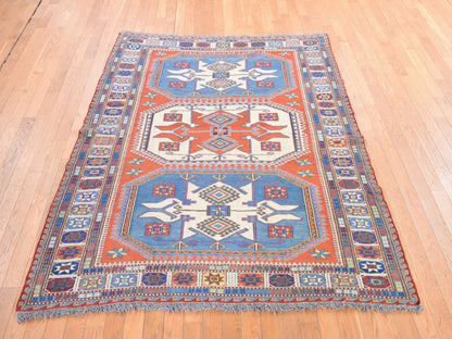 Orange 5'7" x 7'0" Flat Weave Hand woven Wool Rug - Sku: O078600