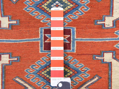 Orange 5'7" x 7'0" Flat Weave Hand woven Wool Rug - Sku: O078600
