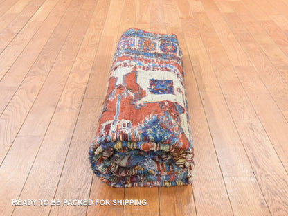 Orange 5'7" x 7'0" Flat Weave Hand woven Wool Rug - Sku: O078600