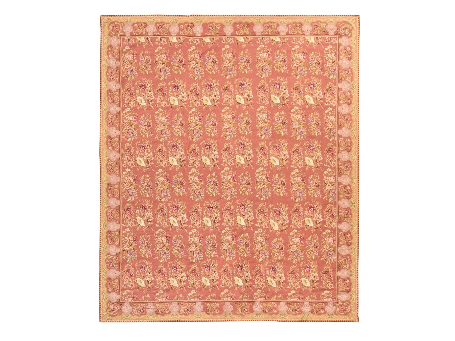 Flat-Weave hand-knotted wool rug in Pink, 7'5" x 9'4" — SKU O078601