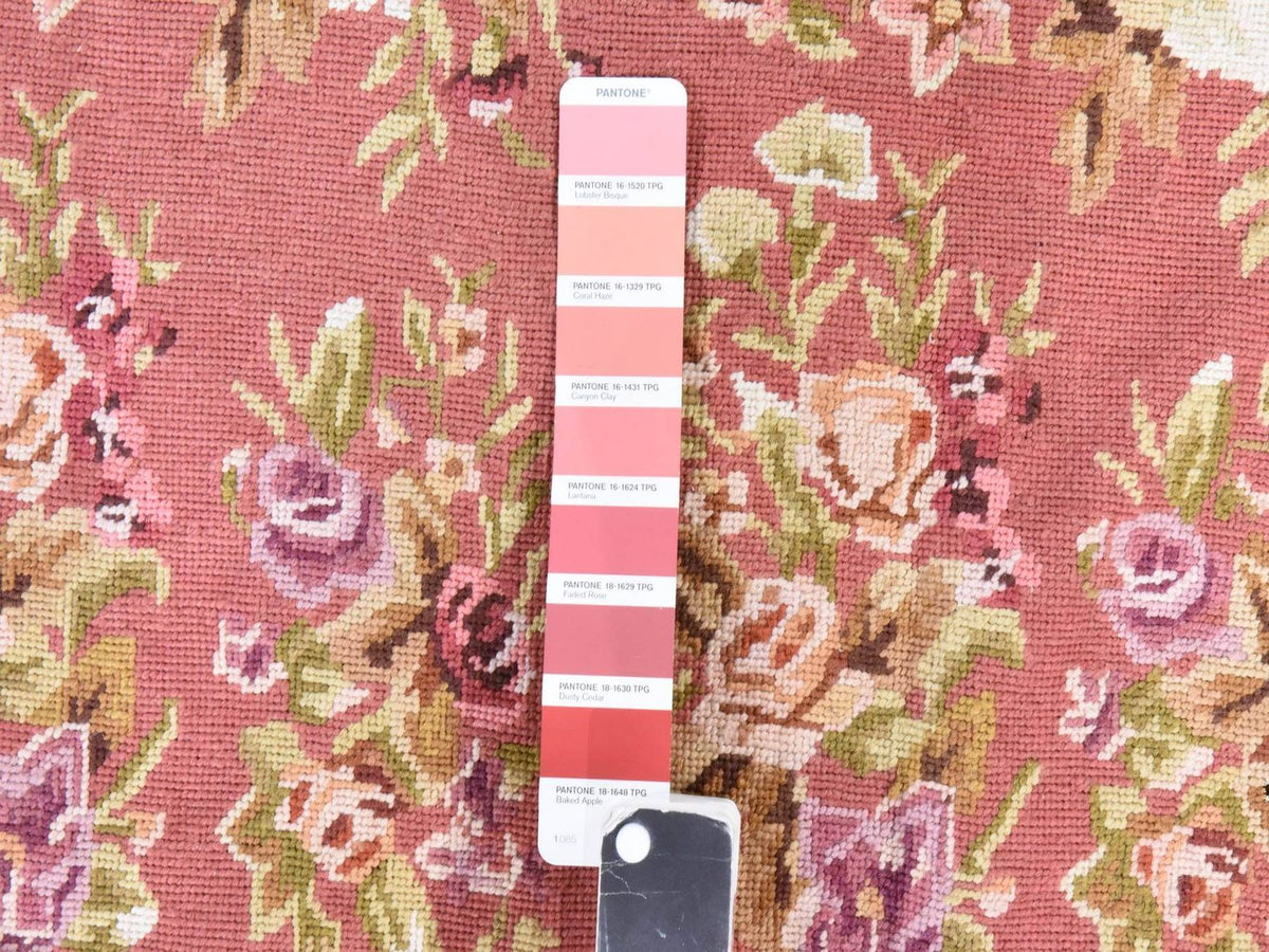 Flat-Weave hand-knotted wool rug in Pink, 7'5" x 9'4" — SKU O078601 (view 5)