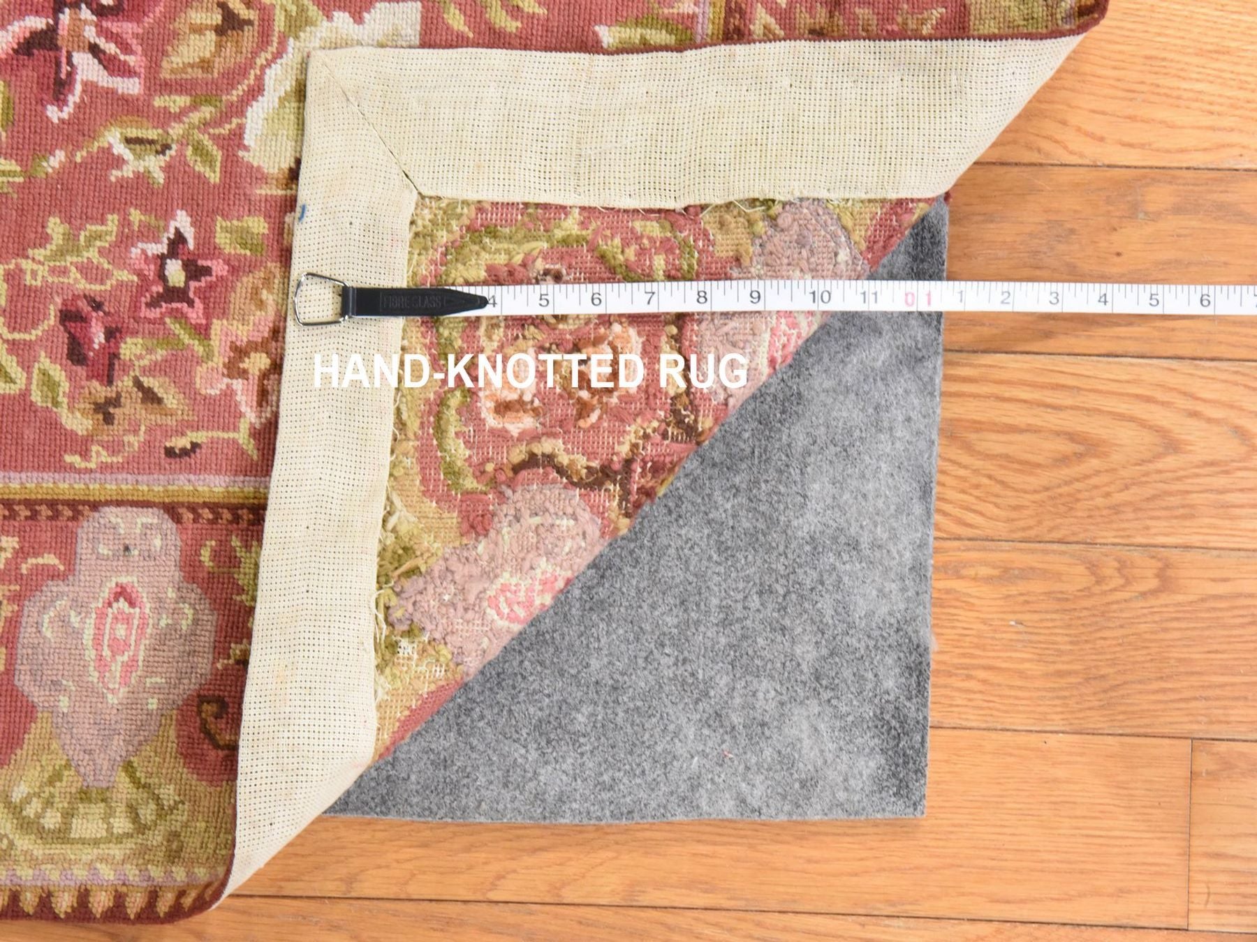 Flat-Weave hand-knotted wool rug in Pink, 7'5" x 9'4" — SKU O078601 (view 6)
