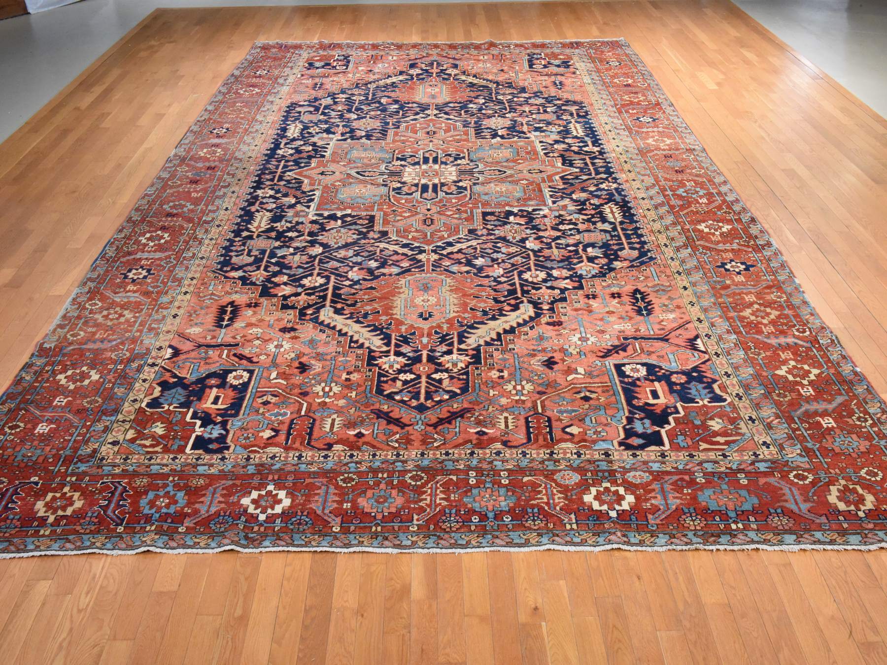 Blue 11'7" x 19'0" Antique Hand knotted Wool Rug - Sku: O078603