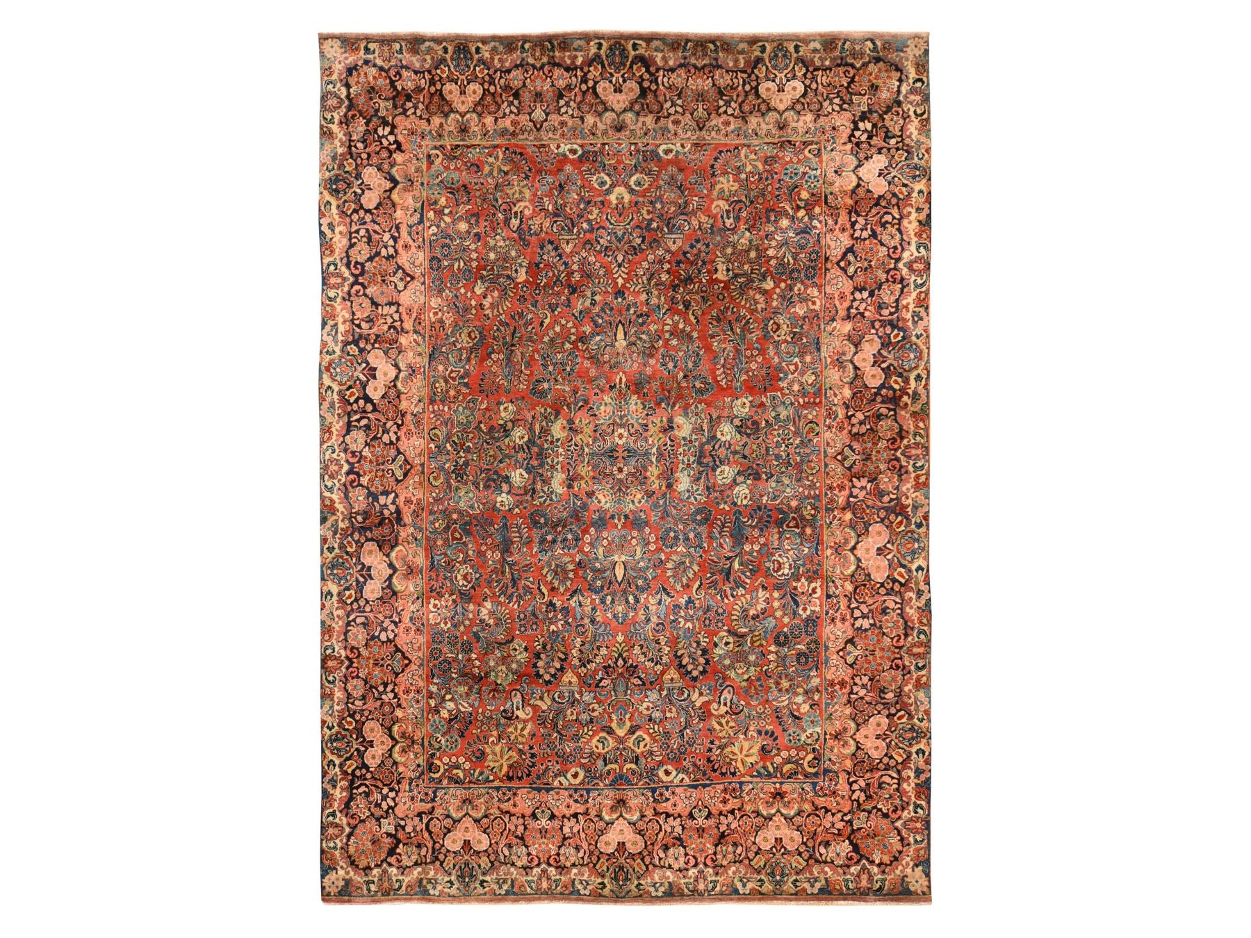 Sarouk Antique hand-knotted wool rug in Red, 8'1" x 12'0", SKU O078605