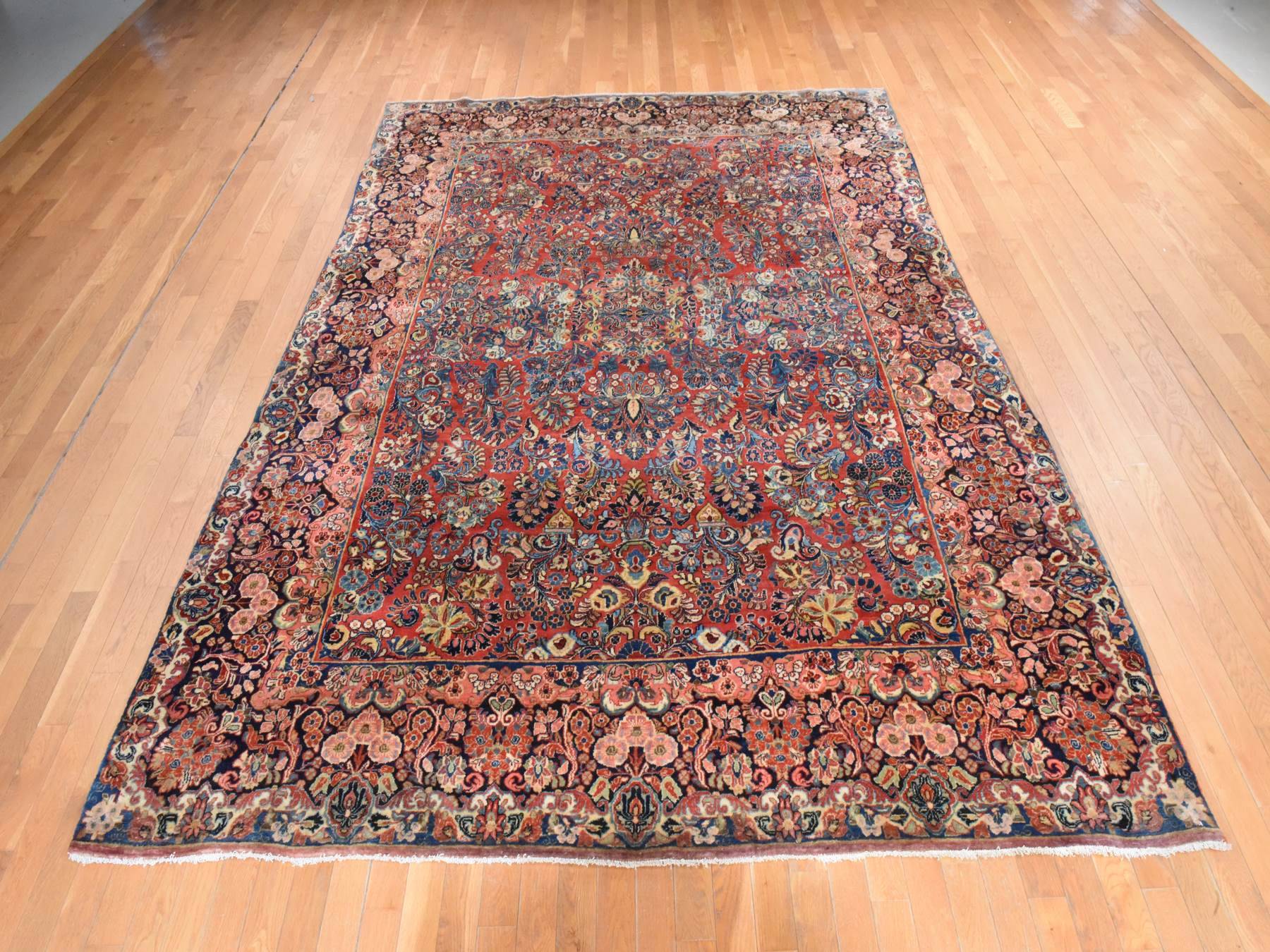 Sarouk Antique hand-knotted wool rug in Red, 8'1" x 12'0", SKU O078605