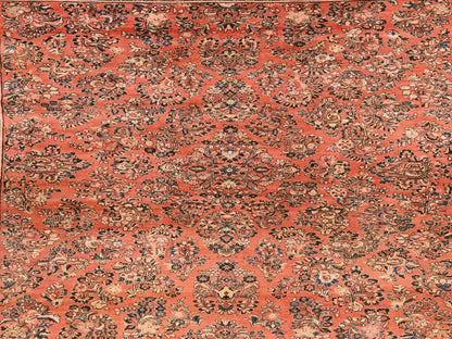 Sarouk Antique hand-knotted wool rug in Pink & Chocolate Brown, 10'3" x 13'5" — SKU O078606 (view 5)