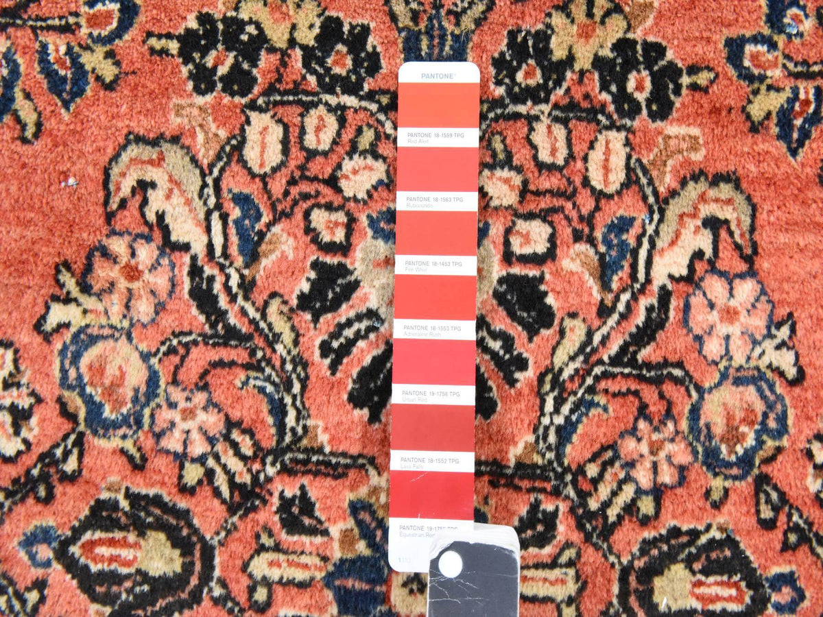 Sarouk Antique hand-knotted wool rug in Pink & Chocolate Brown, 10'3" x 13'5" — SKU O078606 (view 7)