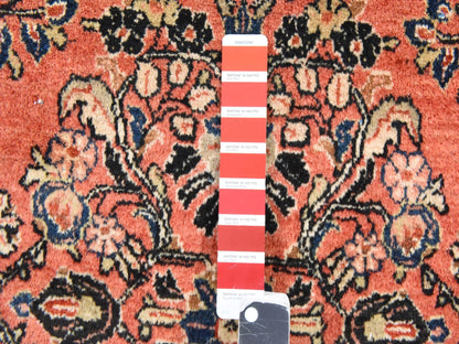 Sarouk Antique hand-knotted wool rug in Pink & Chocolate Brown, 10'3" x 13'5" — SKU O078606 (view 7)