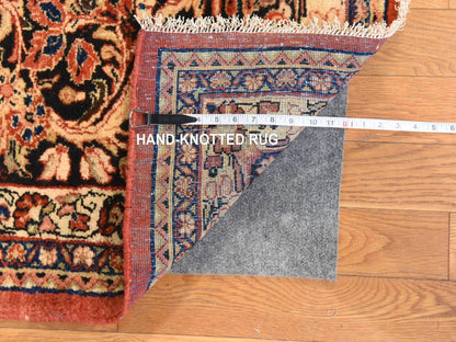 Sarouk Antique hand-knotted wool rug in Pink & Chocolate Brown, 10'3" x 13'5" — SKU O078606 (view 8)