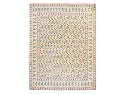 Kashan Persian hand-knotted wool rug in Ivory, 9'10" x 12'5" — SKU O078607