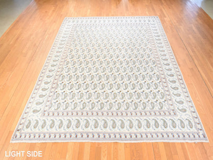 Kashan Persian hand-knotted wool rug in Ivory, 9'10" x 12'5" — SKU O078607 (view 3)