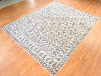 Kashan Persian hand-knotted wool rug in Ivory, 9'10" x 12'5" — SKU O078607 (view 4)