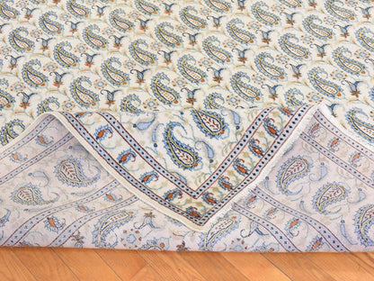 Kashan Persian hand-knotted wool rug in Ivory, 9'10" x 12'5" — SKU O078607 (view 8)