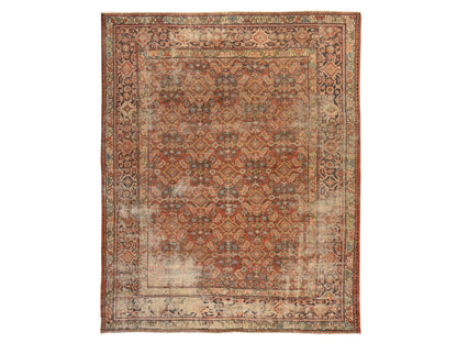 Mahal Antique hand-knotted wool rug in Red & Navy Blue, 8'2" x 10'6" — SKU O078608