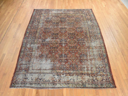 Mahal Antique hand-knotted wool rug in Red & Navy Blue, 8'2" x 10'6" — SKU O078608 (view 2)