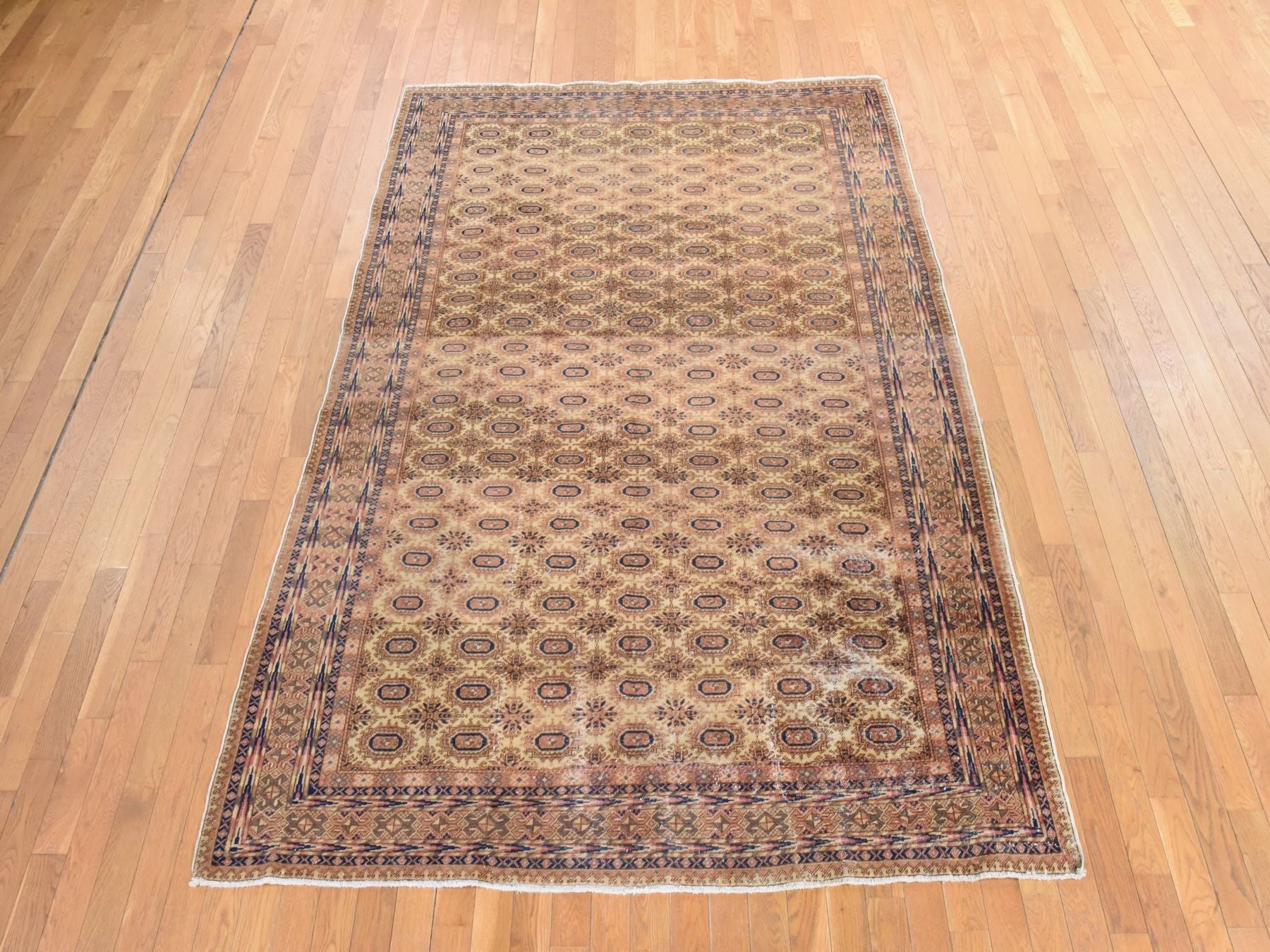 Beige 6'2" x 9'3" Vintage Hand knotted Wool Rug - Sku: O078609