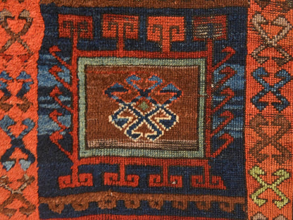 Tribal & Geometric hand-knotted wool runner in Orange, 3' x 8'3" — SKU O078612 (view 4)