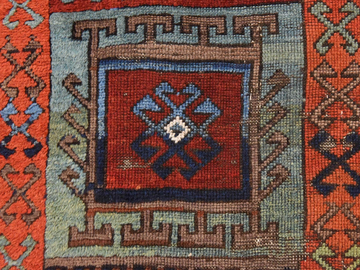Tribal & Geometric hand-knotted wool runner in Orange, 3' x 8'3" — SKU O078612 (view 5)