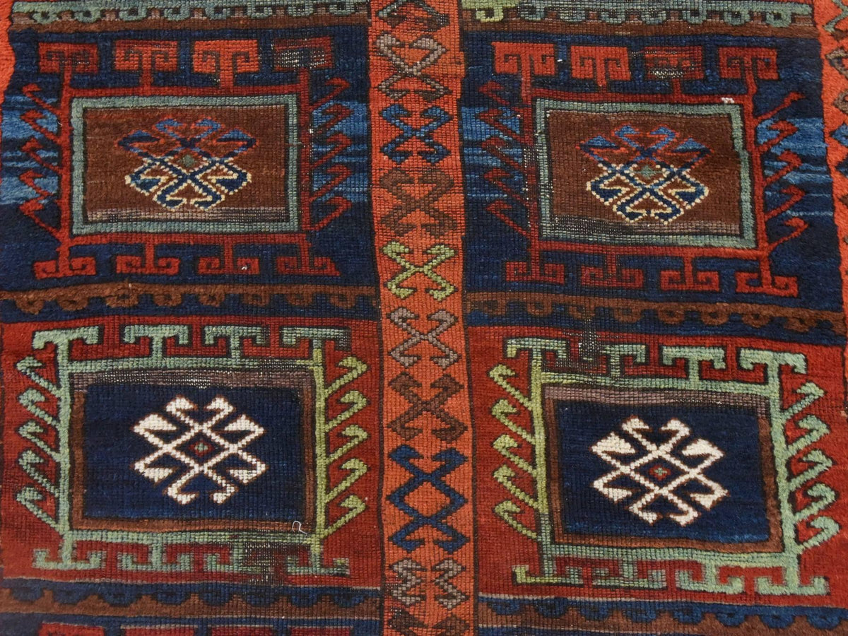 Tribal & Geometric hand-knotted wool runner in Orange, 3' x 8'3" — SKU O078612 (view 6)