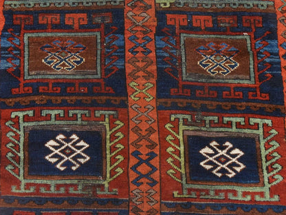 Tribal & Geometric hand-knotted wool runner in Orange, 3' x 8'3" — SKU O078612 (view 6)