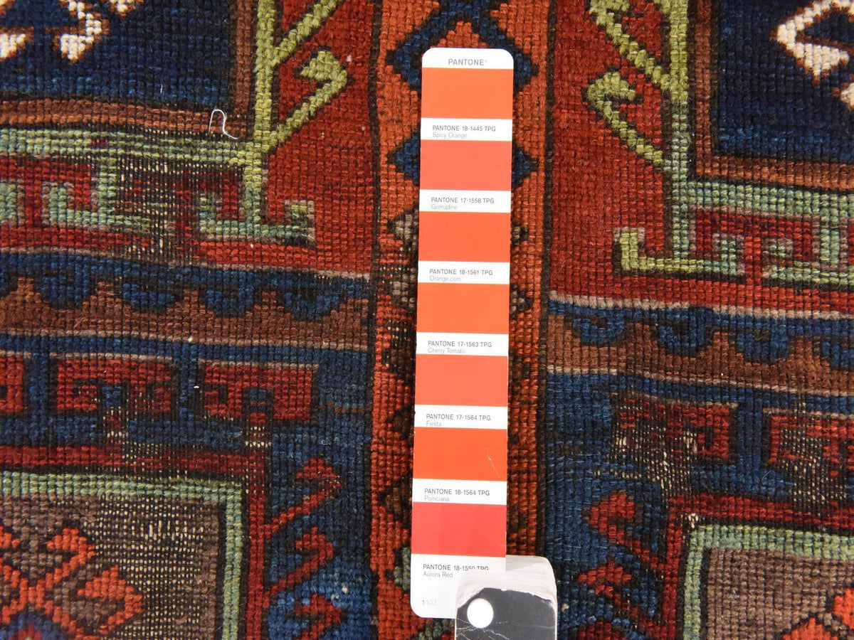 Tribal & Geometric hand-knotted wool runner in Orange, 3' x 8'3" — SKU O078612 (view 7)