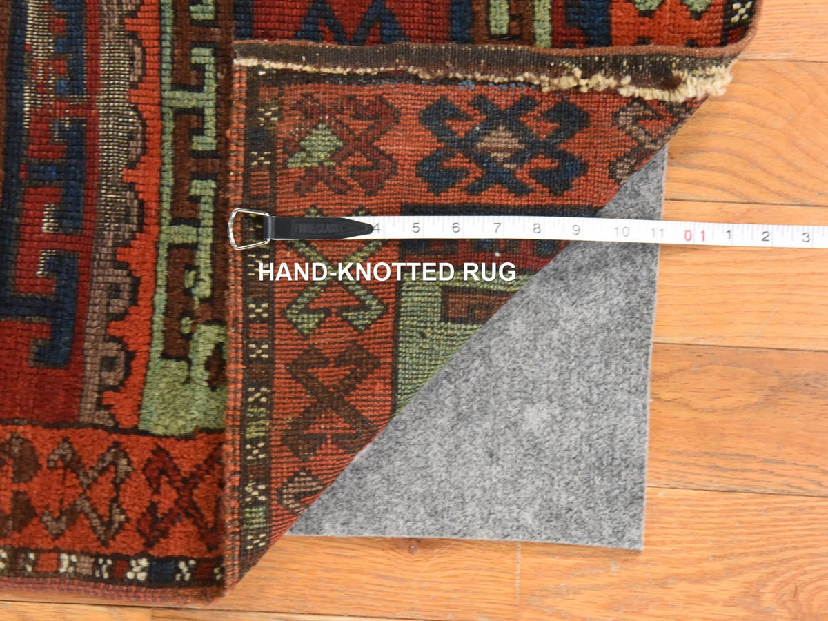 Tribal & Geometric hand-knotted wool runner in Orange, 3' x 8'3" — SKU O078612 (view 8)