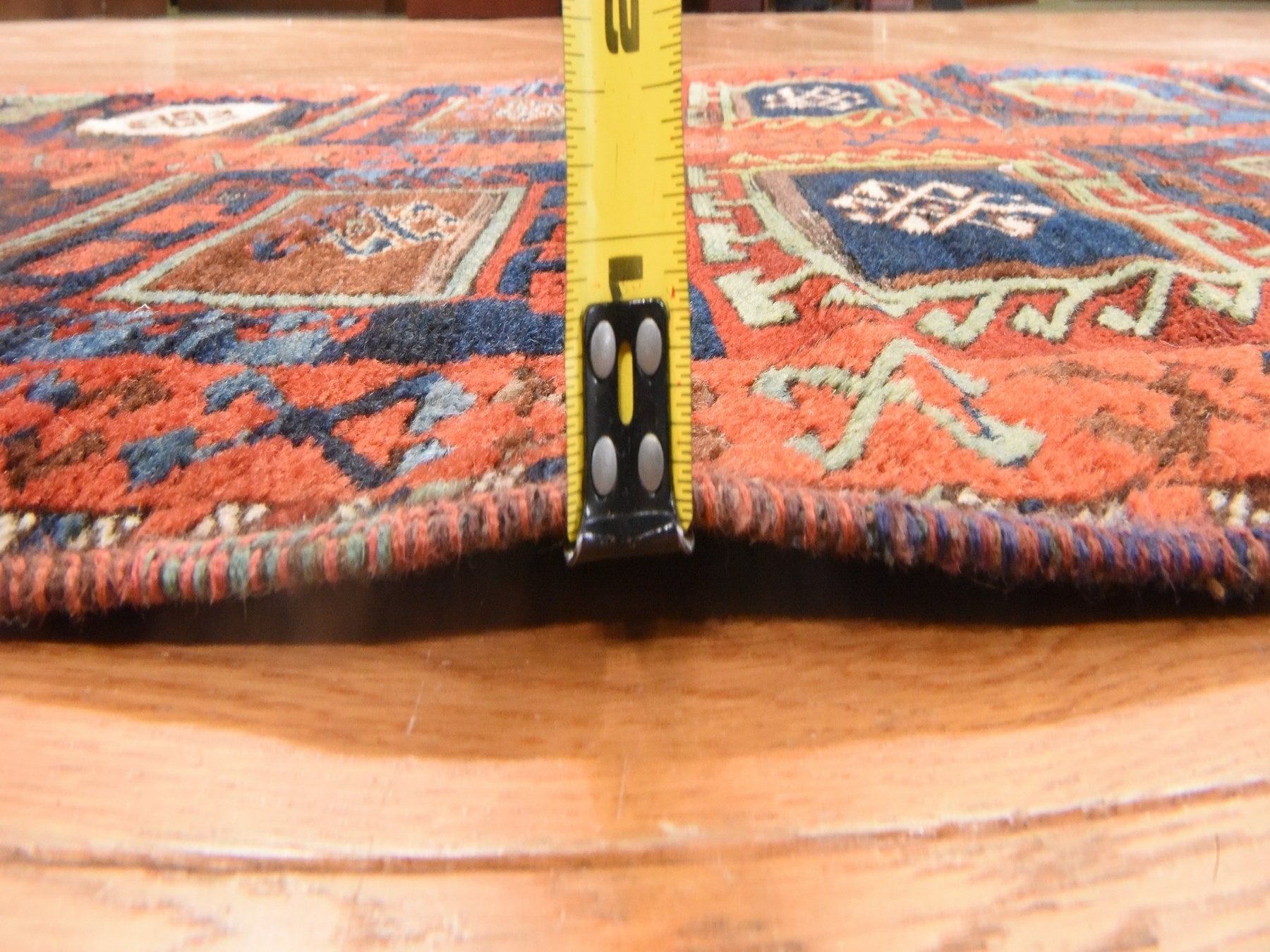 Tribal & Geometric hand-knotted wool runner in Orange, 3' x 8'3" — SKU O078612 (view 9)