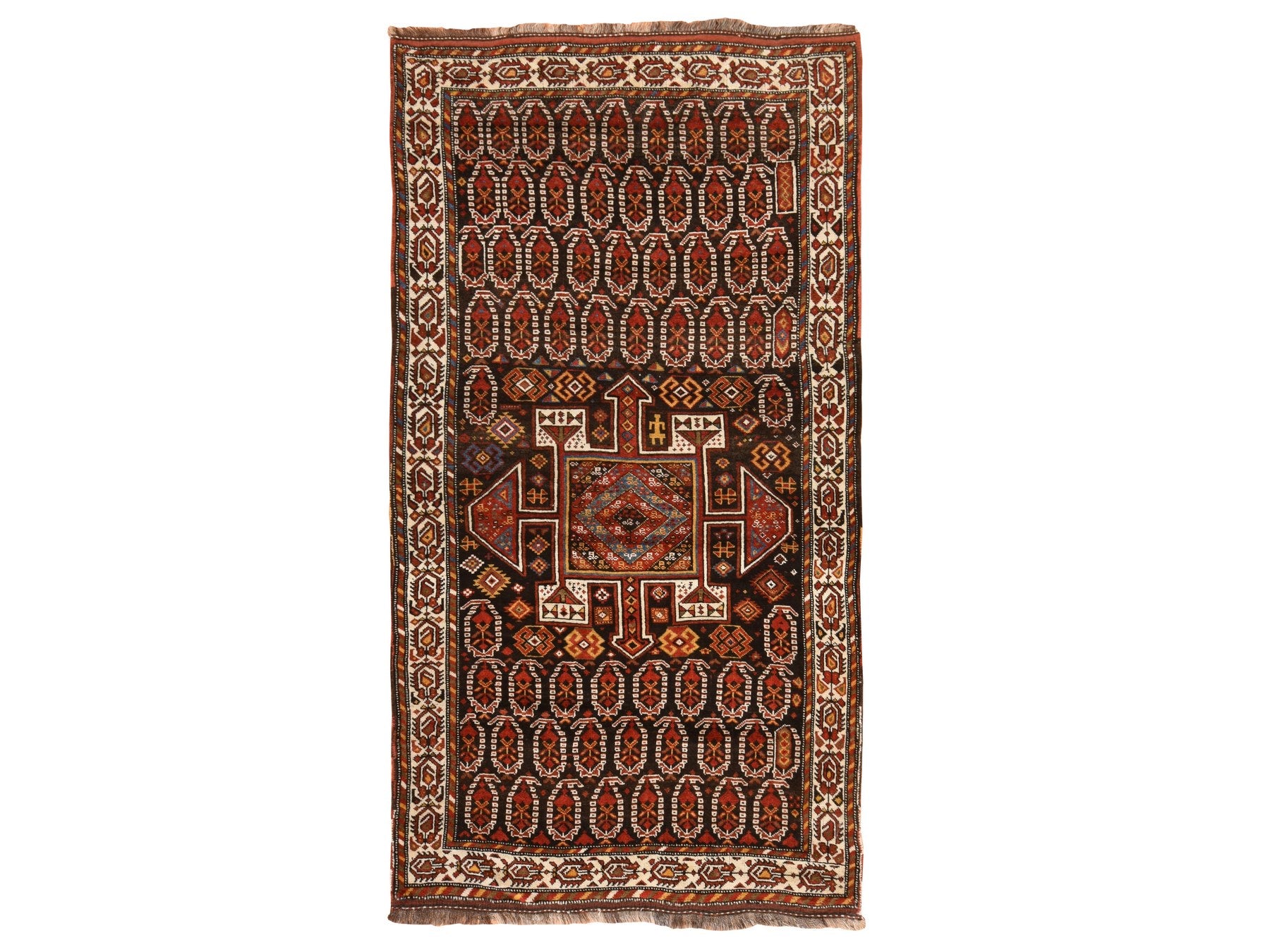Brown 4'10" x 9'6" Antique Hand knotted Wool Rug - Sku: O078615